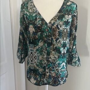 Zara Basic green jewel blouse